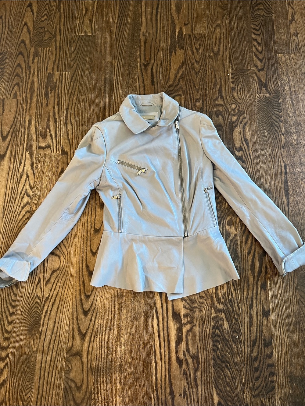 Danier Light Gray Peplum Leather Jacket